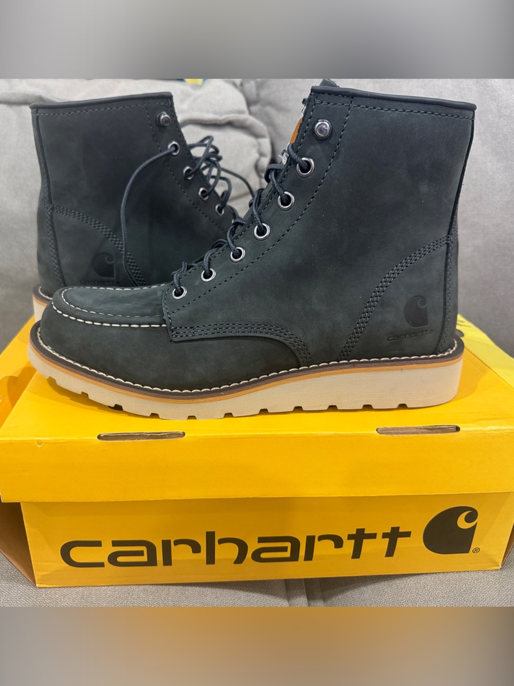 Carhartt Men’s Black Lace-Up Moc Toe Work Boots